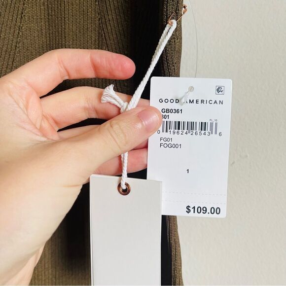 NEW Good American Angled Rib High Neck Thong Bodysuit in FOG001 - Size 1 (Small) - Picture 6 of 7